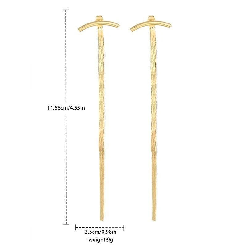 Tassel Earrings With Female Instagram Style Minimalist Design, Long Snake Bone Chain Earrings, Internet Famous Earrings